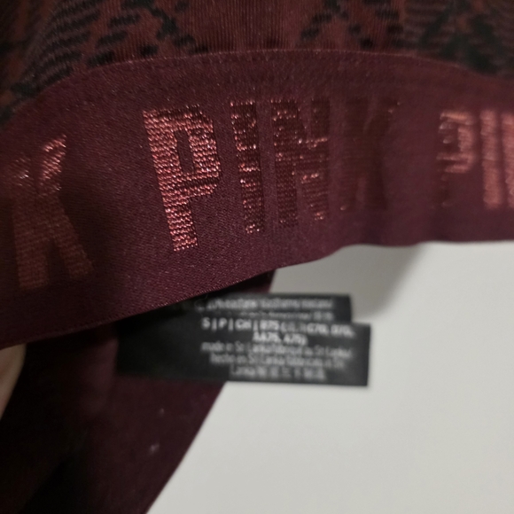 PINK Victoria's Secret Burgundy and Black Plaid Sports Bra - Picture 4 of 6